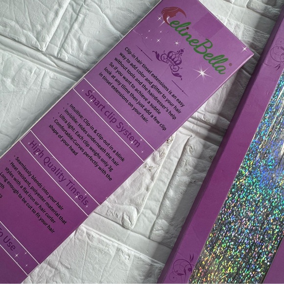 New CelieBella Glitter Hair Tinsel Set 3 packs x 12 clips - Picture 4 of 9